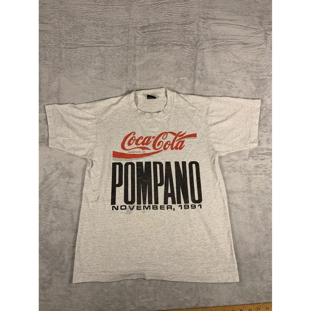 Screen Stars Best Coca-Cola Pompano November 1991 Men's T-Shirt L Gray